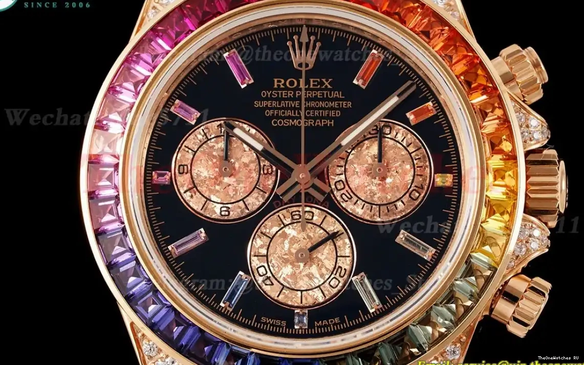 116595 Daytona Dia Rainbow RG IPKF SA4130 RG 40mm Black 0510